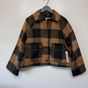 DKNY Black and Brown Plaid Jacket